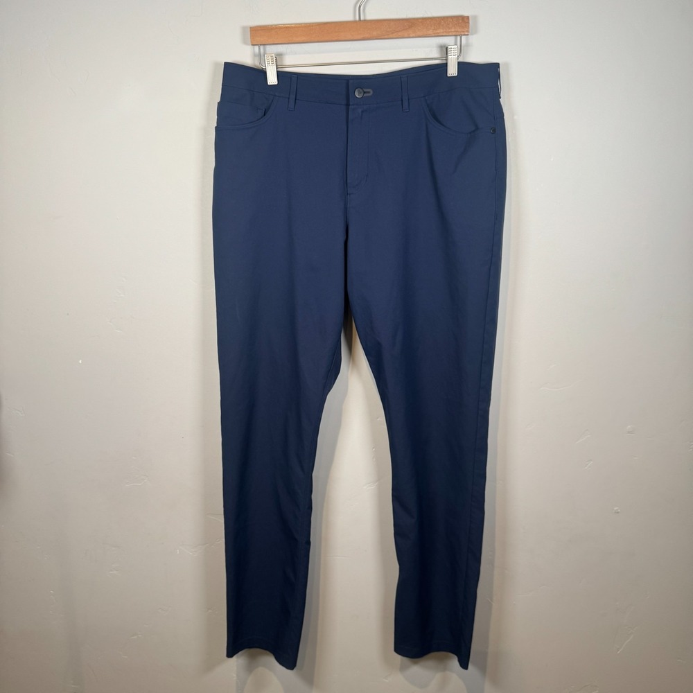Public Rec Pants Classic Khaki Navy Everyday Straight 5 Pocket Chino Mens 38x34‎
